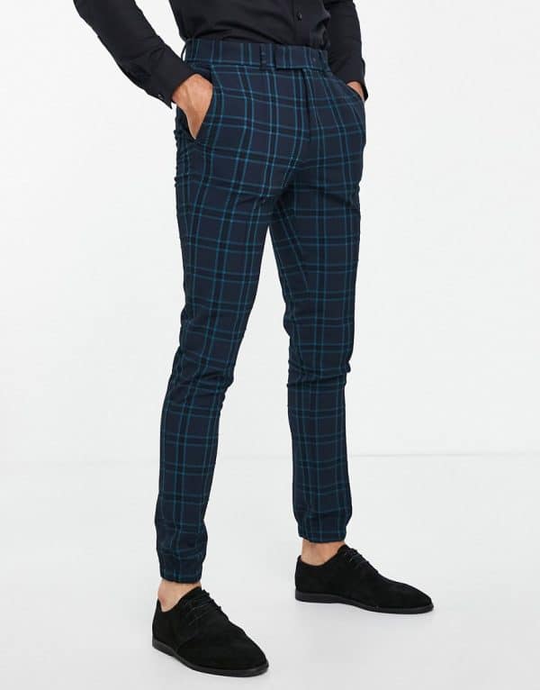 ASOS DESIGN - Ternede elegante Skinny-bukser med tætsiddende buksekanter i blågrønt crepestof - Del af sæt