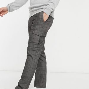 Burton Menswear - Elegante, ternede bukser med cargolommer i grå