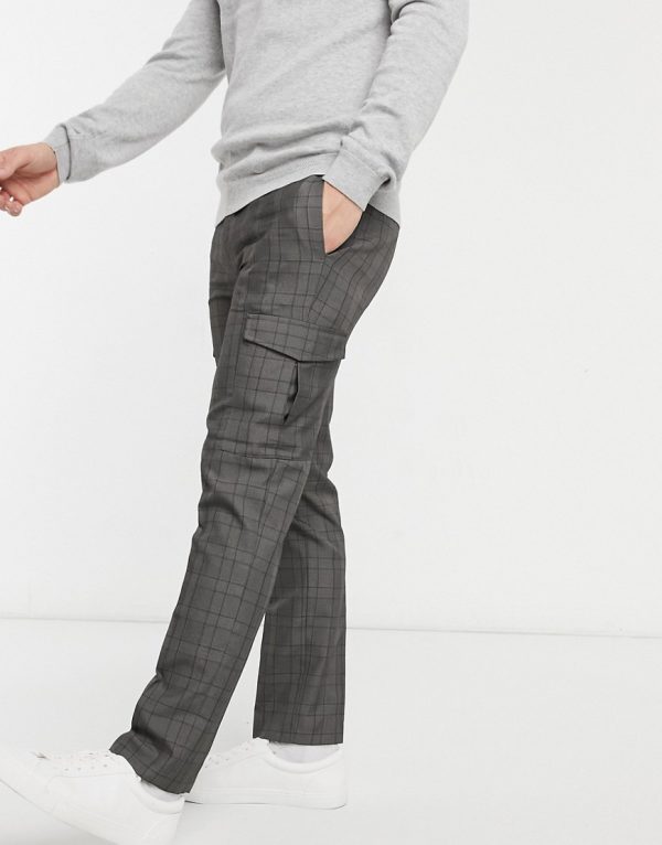 Burton Menswear - Elegante, ternede bukser med cargolommer i grå
