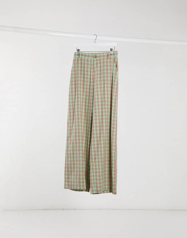 Daisy Street - Pastel ternede afslappede bukser med høj talje-Grøn