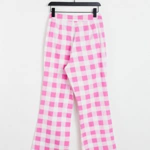 Neon Rose - Ternede bukser med svaj og lommer med flæsekanter - Del af sæt-Lyserød
