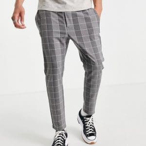 Only & Sons - Ternede bukser med løbesnor i taljen i grå