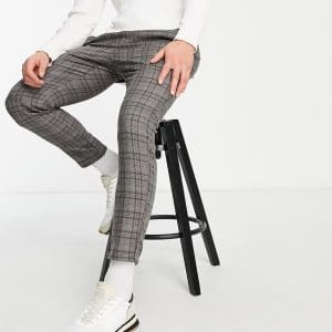 Only & Sons - Ternede bukser med løbesnor i taljen i grå jersey