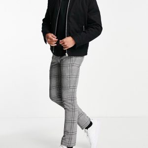 Topman - Skinny ternede bukser i sort og hvid