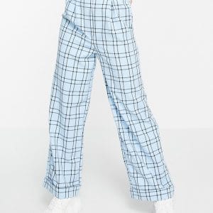 Vintage Supply - Ternet, relaxed bukser med vide ben og opslag i blå