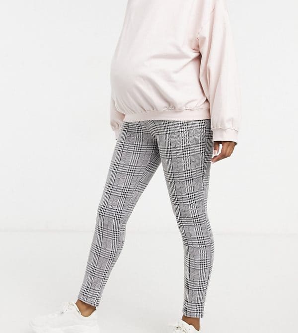 ASOS DESIGN Maternity - skinny bukser i ternet jacquard-Multifarvet