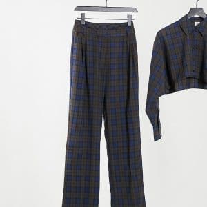 COLLUSION - Ternede bukser med lige ben og dobbelt linning - Del af sæt-Marineblå