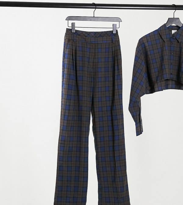 COLLUSION - Ternede bukser med lige ben og dobbelt linning - Del af sæt-Marineblå